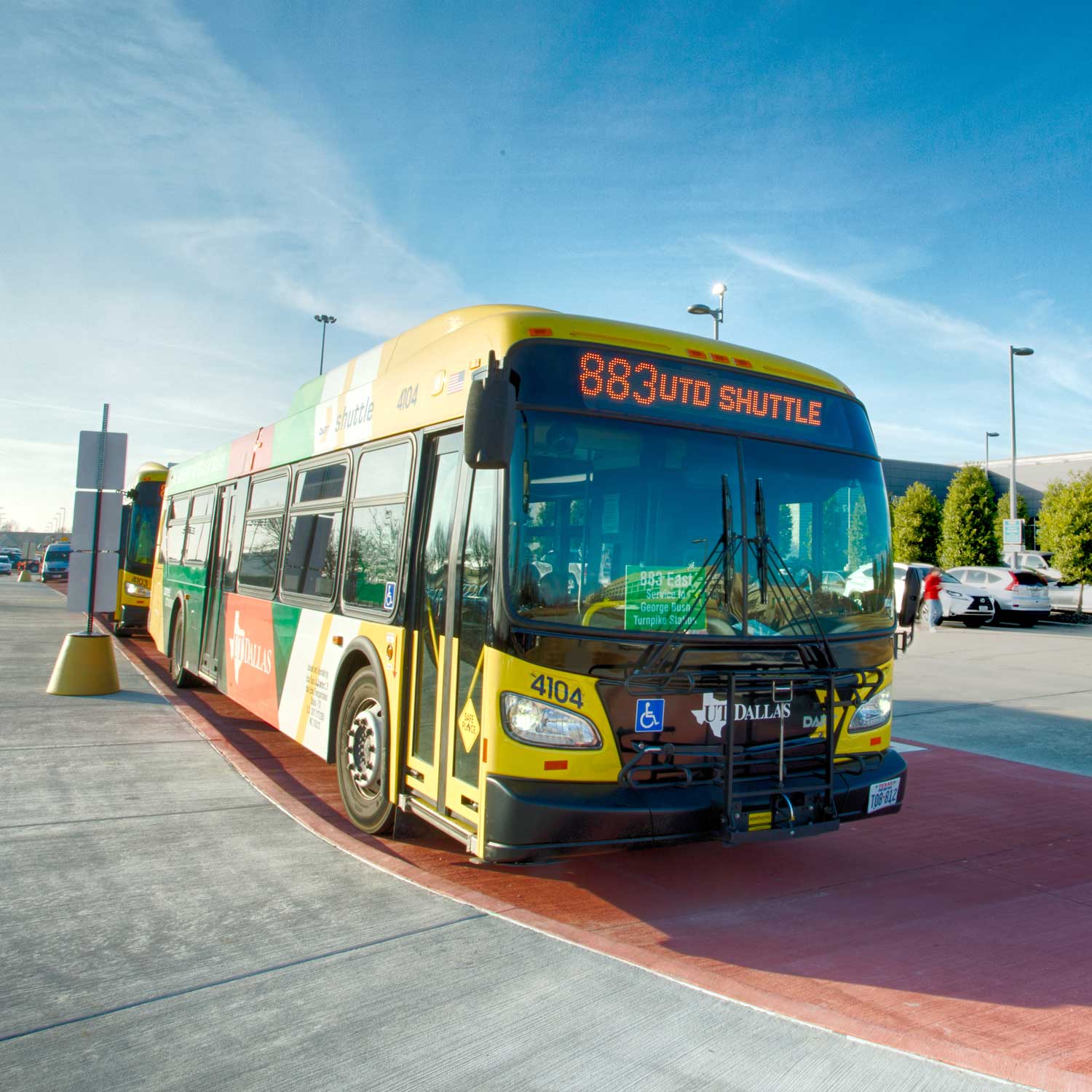 An eastbound Comet Cruiser stopped at the University Transit Center.